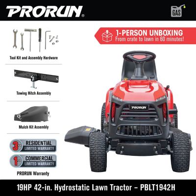 Image showing  42 in. 19 HP Gas Riding Lawn Mower, Briggs & Stratton Engine, Hydrostatic Transmission