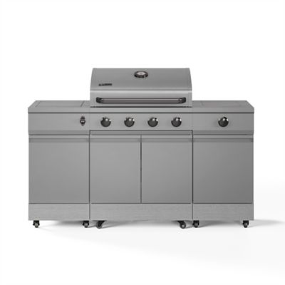 TYTUS 5-Burner Fresno Propane and Natural Gas Convertible Grill, Gunmetal/Carbon Wood