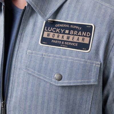 Image showing 3 th Lucky Brand Workwear Men's Stain-Resistant Yarn Dyed Herringbone Stripe Gas Station Jacket