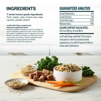 Image showing 5 th JustFoodForDogs JustFresh Pork Recipe Dog Food, 12 oz.