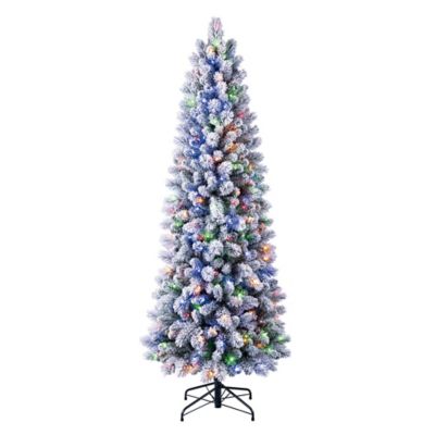 Red Shed 7 ft. Led Flocked Color Changing Tree
