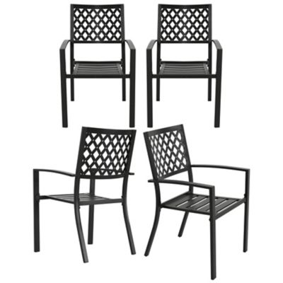 Image showing  4 pc. Patio Chair Set, Powder-coated Iron Finish