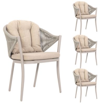Nuu Garden 4 pc. Woven Rope Conversation Chair Set, Aluminum