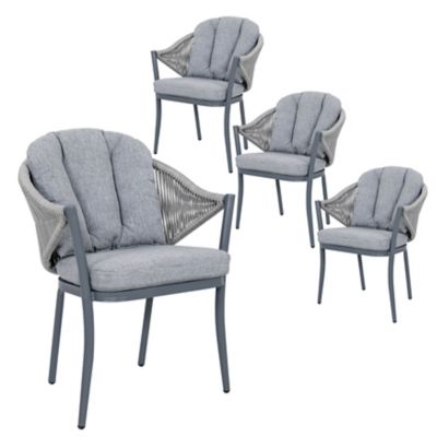 Nuu Garden Patio Chair Set of 4 Woven Rope Conversation Chairs