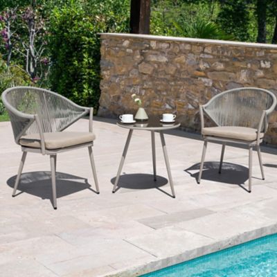 Image showing  Aluminum Chair Set of 4 Woven Rope Conversation Chairs with Seat Cushions