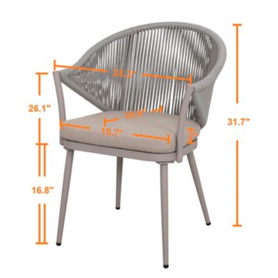 Image showing 5 th Nuu Garden Aluminum Chair Set of 4 Woven Rope Conversation Chairs with Seat Cushions
