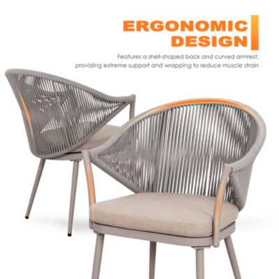 Image showing 6 th Nuu Garden Aluminum Chair Set of 4 Woven Rope Conversation Chairs with Seat Cushions