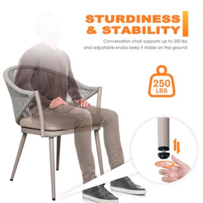 Image showing 8 th Nuu Garden Aluminum Chair Set of 4 Woven Rope Conversation Chairs with Seat Cushions