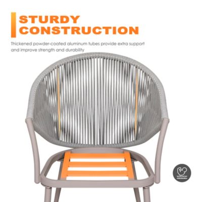 Image showing 9 th Nuu Garden Aluminum Chair Set of 4 Woven Rope Conversation Chairs with Seat Cushions