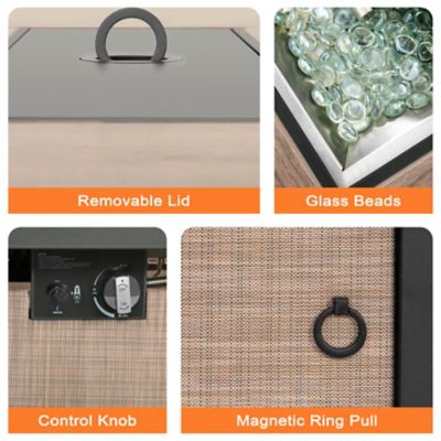 Image showing 5 th Nuu Garden 43 in. Propane Fire Pit Table, 50,000 BTU Fire Pit with Wind Guard