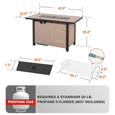 Image showing 6 th Nuu Garden 43 in. Propane Fire Pit Table, 50,000 BTU Fire Pit with Wind Guard