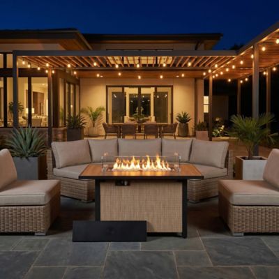 Image showing 8 th Nuu Garden 43 in. Propane Fire Pit Table, 50,000 BTU Fire Pit with Wind Guard