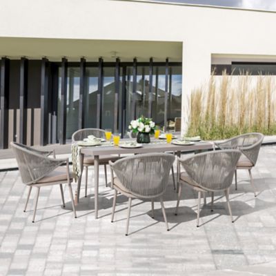 Image showing  7 pc. Aluminum Outdoor Dining Set with Seat Cushions