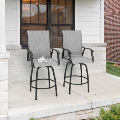 Image showing  Patio 4-Piece Textilene Swivel Bar Stools with High Backrest