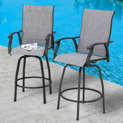 Image showing  Patio 4-Piece Textilene Swivel Bar Stools with High Backrest