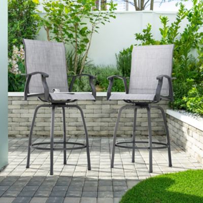 Image showing  Patio 4-Piece Textilene Swivel Bar Stools with High Backrest