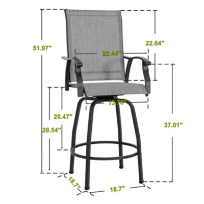 Image showing 5 th Nuu Garden Patio 4 pc. Textilene Swivel Bar Stools with High Backrest