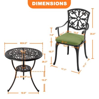 Image showing 5 th Nuu Garden 3 pc. Cast Aluminum Patio Set with Cushions and Umbrella Hole