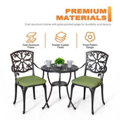Image showing 6 th Nuu Garden 3 pc. Cast Aluminum Patio Set with Cushions and Umbrella Hole