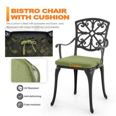 Image showing 7 th Nuu Garden 3 pc. Cast Aluminum Patio Set with Cushions and Umbrella Hole