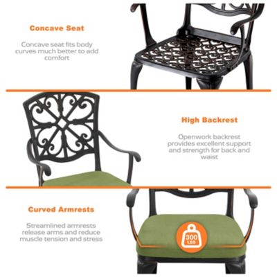 Image showing 8 th Nuu Garden 3 pc. Cast Aluminum Patio Set with Cushions and Umbrella Hole