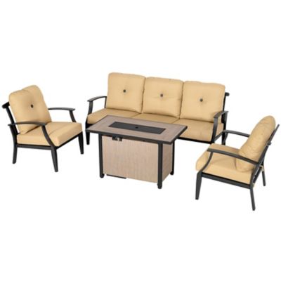 Image showing  50,000 BTU Textilene Propane Fire Pit Set with Aluminum Sofas