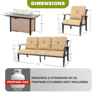 Image showing 5 th Nuu Garden 50,000 BTU Textilene Propane Fire Pit Set with Aluminum Sofas
