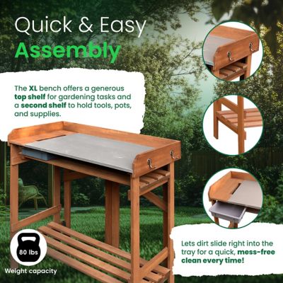 Image showing  Extra Large Folding Potting Bench with Soil Collection Bin