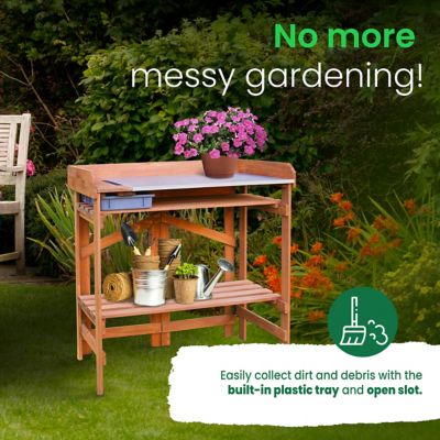 Image showing  Extra Large Folding Potting Bench with Soil Collection Bin