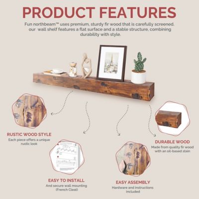 Image showing  Rustic Fireplace Mantel Shelf, 60 in.