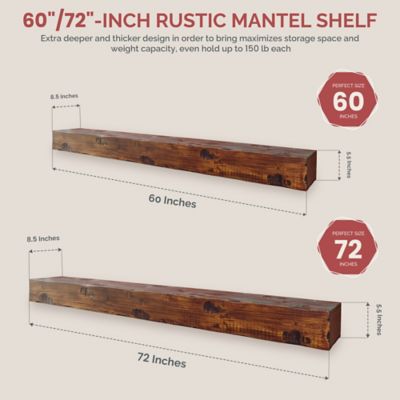 Image showing  Rustic Fireplace Mantel Shelf, 60 in.