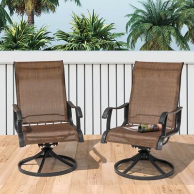 Image showing 7 th Nuu Garden 2 pc. Outdoor Textilene Swivel Dining Chairs