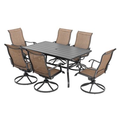 Image showing  Outdoor 7 pc. Patio Textilene and Iron Dining Set with Umbrella Hole