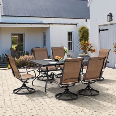 Image showing  Outdoor 7 pc. Patio Textilene and Iron Dining Set with Umbrella Hole