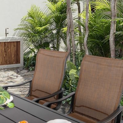 Image showing  Outdoor 7 pc. Patio Textilene and Iron Dining Set with Umbrella Hole