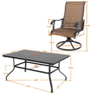 Image showing 5 th Nuu Garden Outdoor 7 pc. Patio Textilene and Iron Dining Set with Umbrella Hole
