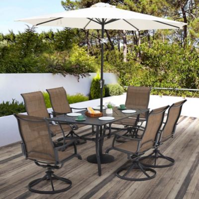 Image showing  Outdoor 7-Piece Outdoor Iron Dining Set with Textilene Swivel Chairs