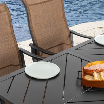 Image showing  Outdoor 7-Piece Outdoor Iron Dining Set with Textilene Swivel Chairs