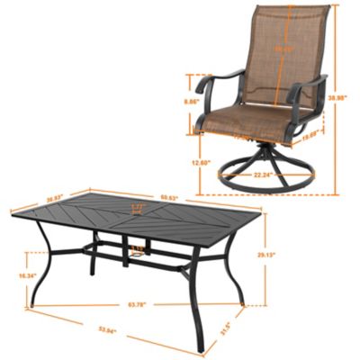 Image showing 5 th Nuu Garden Outdoor 7 pc. Outdoor Iron Dining Set with Textilene Swivel Chairs