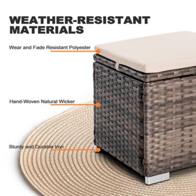 Image showing 6 th Nuu Garden Outdoor 2 pc. Wicker Ottoman with Storage and Cushion