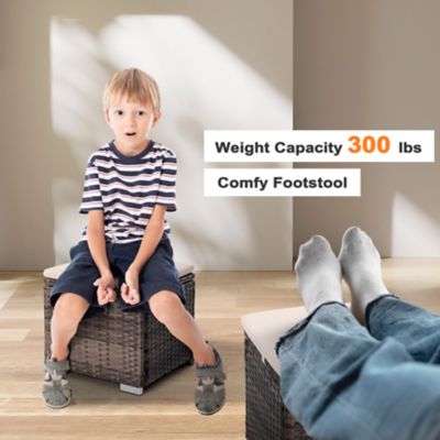 Image showing 7 th Nuu Garden Outdoor 2 pc. Wicker Ottoman with Storage and Cushion