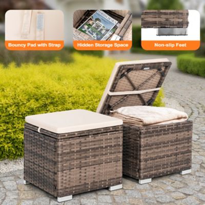 Image showing 8 th Nuu Garden Outdoor 2 pc. Wicker Ottoman with Storage and Cushion