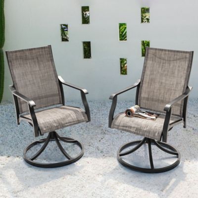 Image showing  Outdoor Patio 2 pc. Textilene Aluminum Swivel Chairs