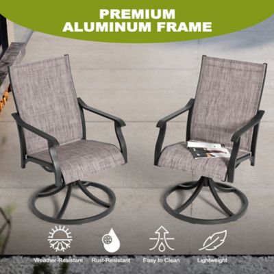 Image showing 7 th Nuu Garden Outdoor Patio 2 pc. Textilene Aluminum Swivel Chairs
