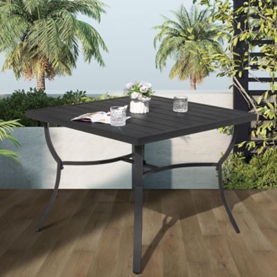 Image showing  Outdoor Square Aluminum Dining Table with Umbrella Hole