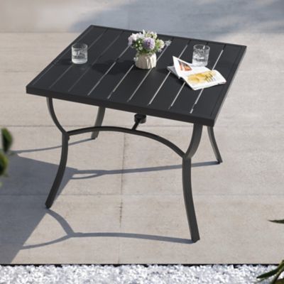 Image showing  Outdoor Square Aluminum Dining Table with Umbrella Hole
