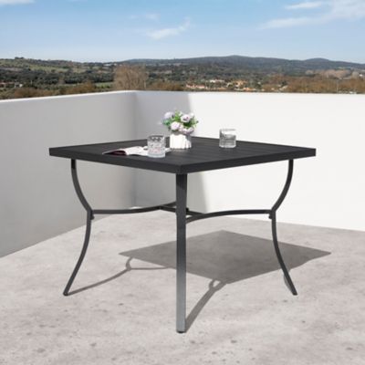 Image showing  Outdoor Square Aluminum Dining Table with Umbrella Hole