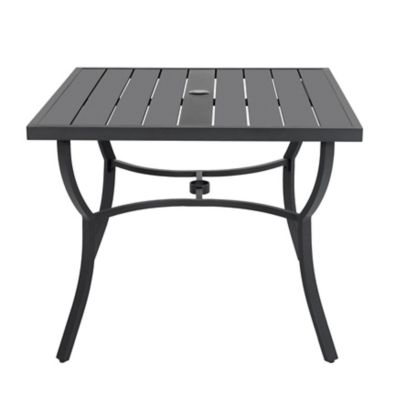 Image showing  Outdoor Square Aluminum Dining Table with Umbrella Hole