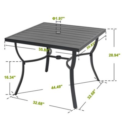 Image showing 5 th Nuu Garden Outdoor Square Aluminum Dining Table with Umbrella Hole