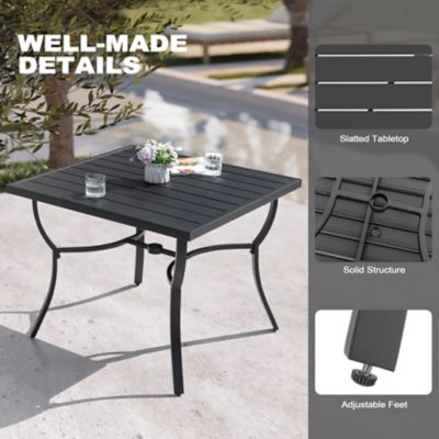 Image showing 7 th Nuu Garden Outdoor Square Aluminum Dining Table with Umbrella Hole